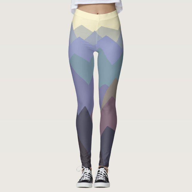 Leggings Resumen Diseño de las Montañas de Invierno de Arte (Anverso)