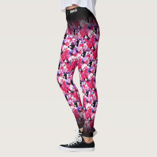 Leggings Resumen Diseño de patrones de salpicaduras rojas n