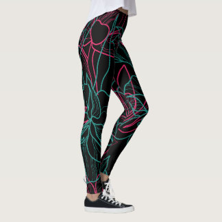 Leggings Resumen Diseño del patrón de arte de la línea flor