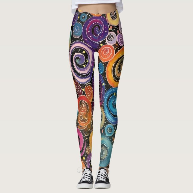 Leggings Resumen Diseño femenino de natación cósmica arco i (Anverso)