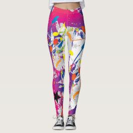 Leggings Resumen divertido con pinturas y notas musicales