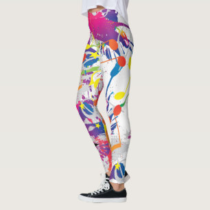 Leggings Resumen divertido con pinturas y notas musicales