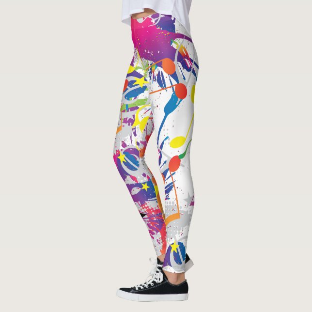 Leggings Resumen divertido con pinturas y notas musicales (Izquierda)