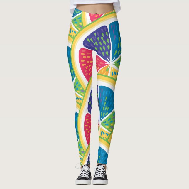 Leggings Resumen divertido de colores del patrón de arco ir (Anverso)