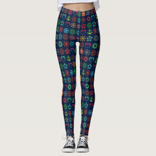 Leggings Resumen, divertido, formas, retro