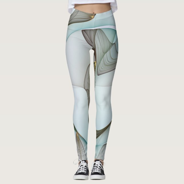 Leggings Resumen Elegancia dorada turquesa moderna (Anverso)