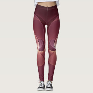 Leggings Resumen Elegante Vino Moderno Arte Fractal Rojo
