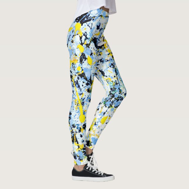 Leggings Resumen en azul, amarillo y negro (Derecha)