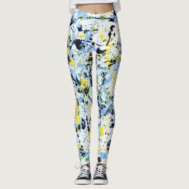 Leggings Resumen en azul, amarillo y negro