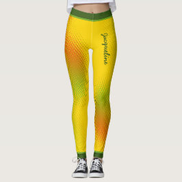 Leggings Resumen en colores caribeños con nombre en AMARILL