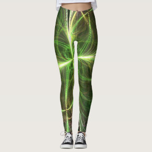 Leggings Resumen Fantasía Cuatro hojas el trébol verde