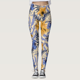 Leggings Resumen Floral: acuarela patrón moderno