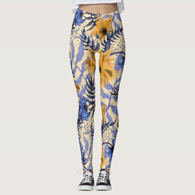 Leggings Resumen Floral: acuarela patrón moderno (Anverso)
