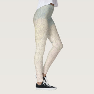 Leggings Resumen Floral sobre manchas de degradado azul y b