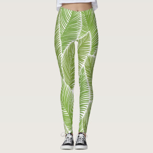 Leggings Resumen floral verde, fondo sin costuras.