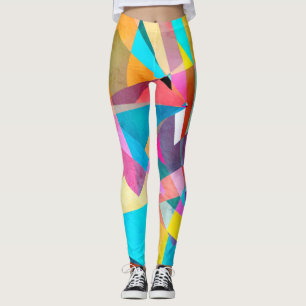 Leggings Resumen Fondo de color geométrico colorido