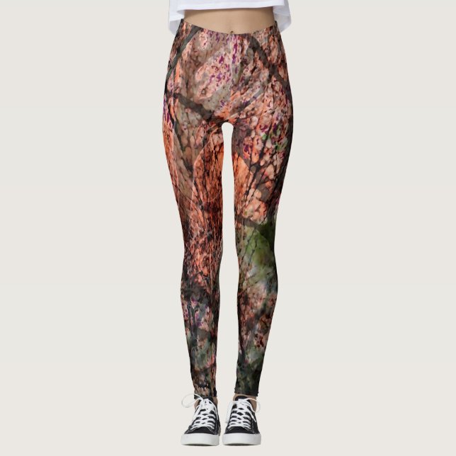 Leggings Resumen forestal estratificado en roya, cimarrón y (Anverso)
