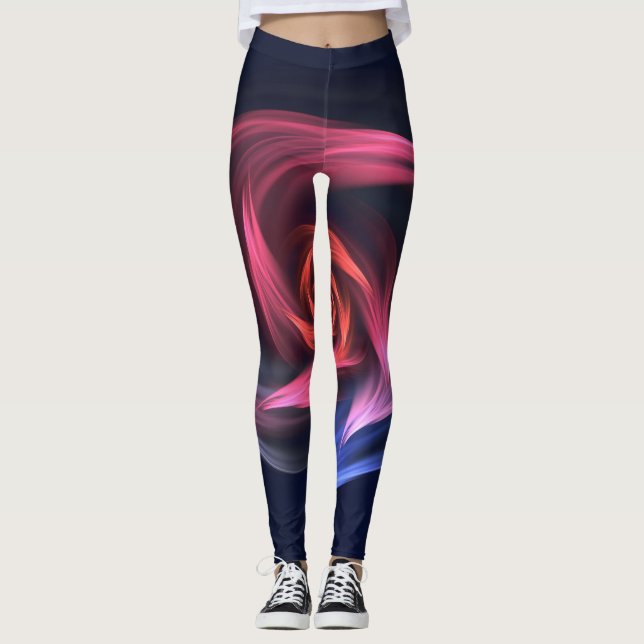 Leggings Resumen Forma De Vortex Rojo Y Azul (Anverso)