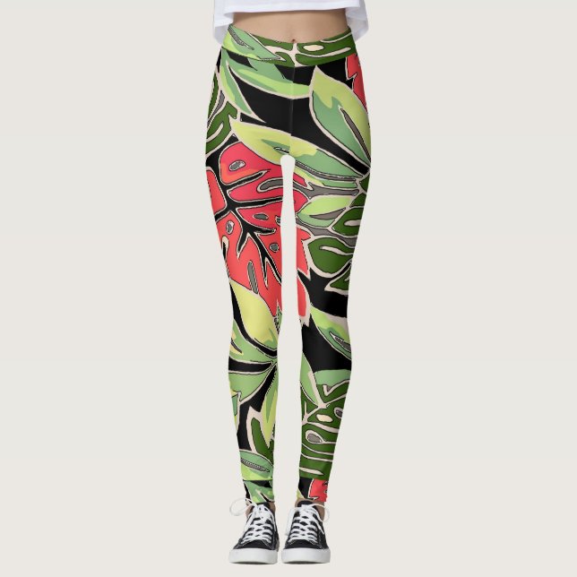 Leggings Resumen Formas Estilo de fuente de vidrio, (Anverso)