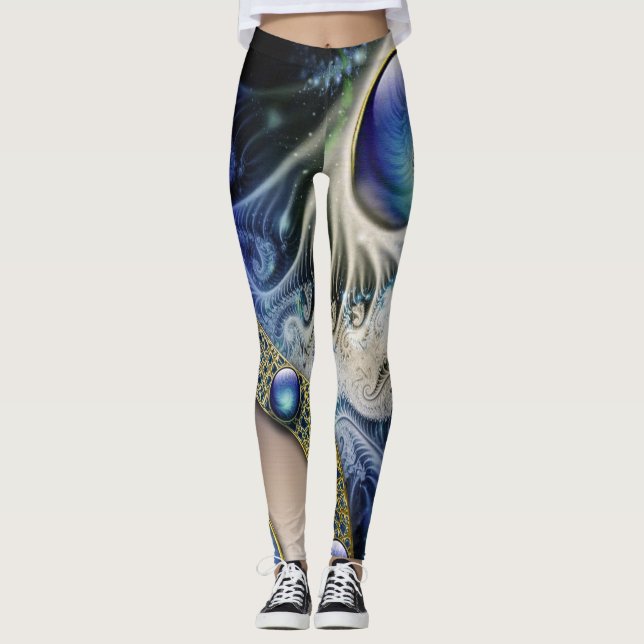 Leggings Resumen fractal azul (Anverso)