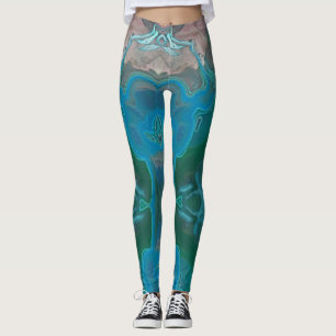 Leggings Resumen Gemstone verde azul brillante