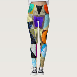 Leggings Resumen geométrico: trazos y salpicaduras