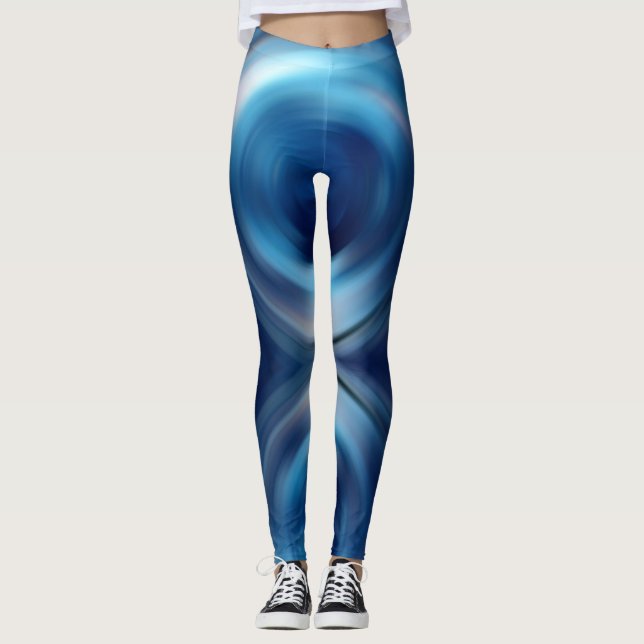 Leggings Resumen Gradiente azul espiral Arte digital (Anverso)