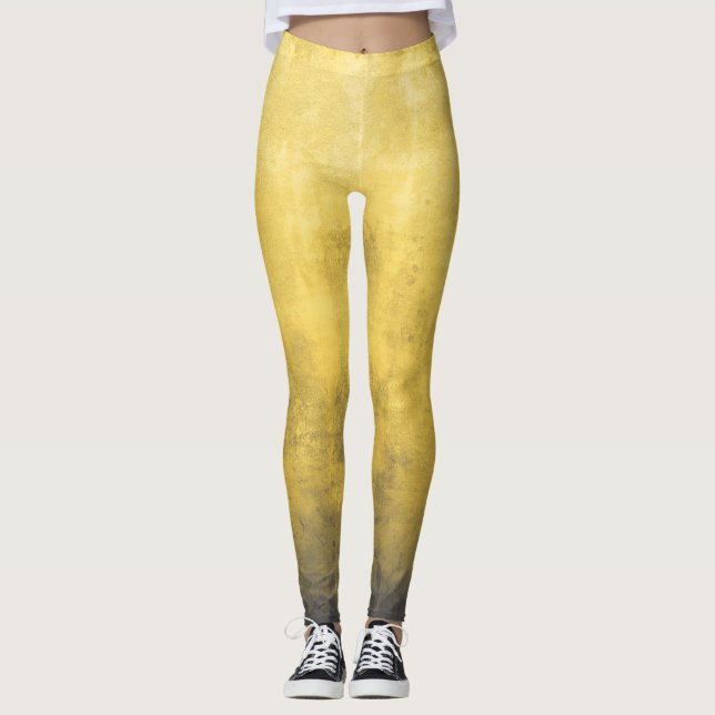Leggings Resumen gris amarillo simple (Anverso)