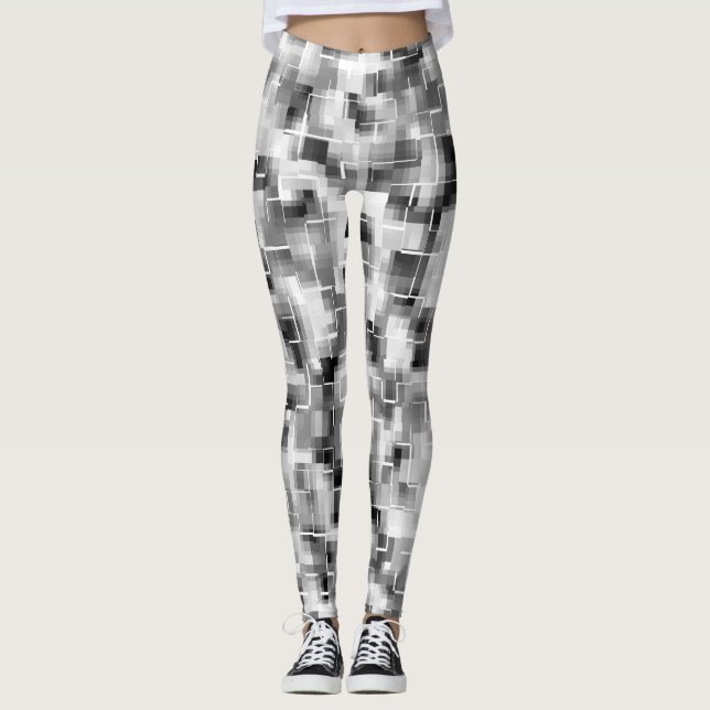 Leggings Resumen Gris blanco negro (Anverso)