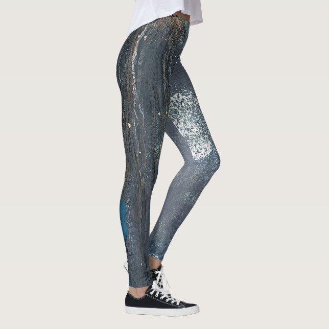 Leggings Resumen gris y azul angustiado (Derecha)