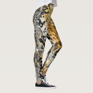 Leggings Resumen gris y oro