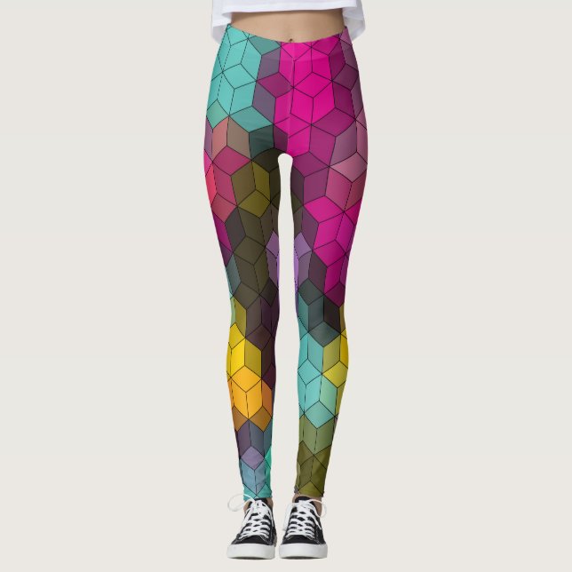 Leggings Resumen hexágono moderno geométrico forma mosaico (Anverso)