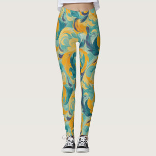 Leggings Resumen inspirado en el verde esmeralda y el paisl