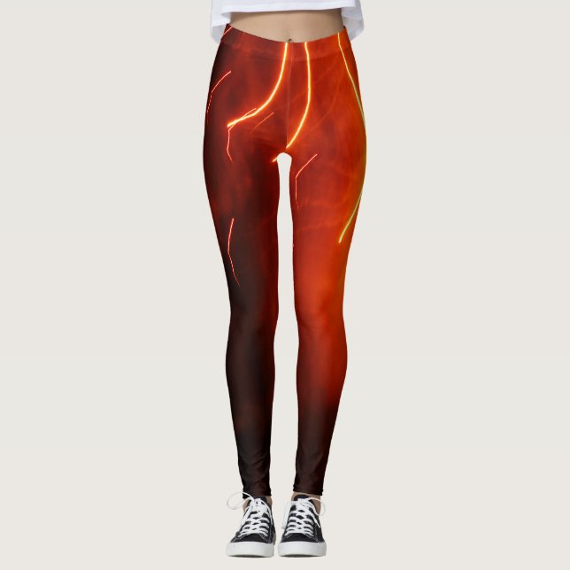 Leggings Resumen la luz dorada roja fluye sobre los fuegos  (Anverso)