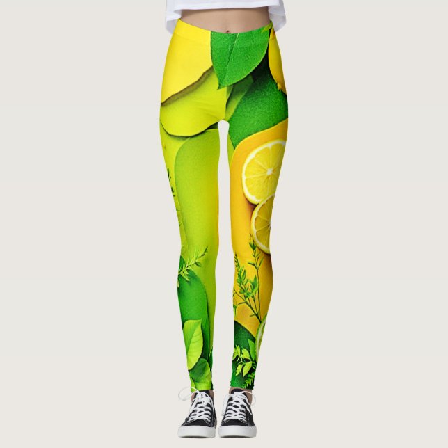 Leggings Resumen Lemon Lime Nature Art (Anverso)