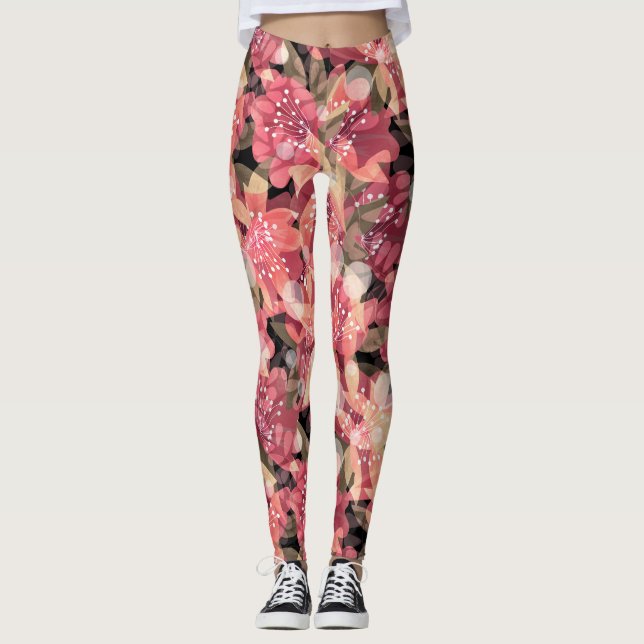 Leggings Resumen lindo hermoso hermoso diseño floral de flo (Anverso)