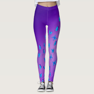 Leggings Resumen Luna Púrpura y Mariposas
