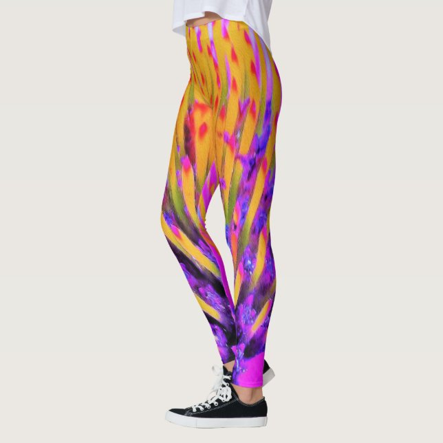 Leggings Resumen macroeconómico Conefluente rosa caliente y (Izquierda)