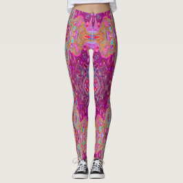 Leggings Resumen Magenta Pink, Blue y Red Groovy Pattern