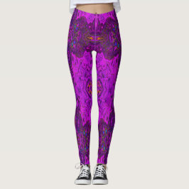 Leggings Resumen Magenta y patrón Groovy Negro