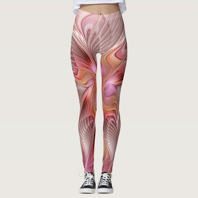 Leggings Resumen mariposa colorida Fantasía arte fractal (Anverso)