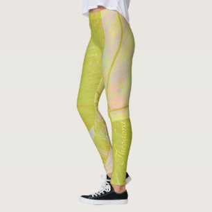 Leggings Resumen mariposa dorada violeta rosada pastel