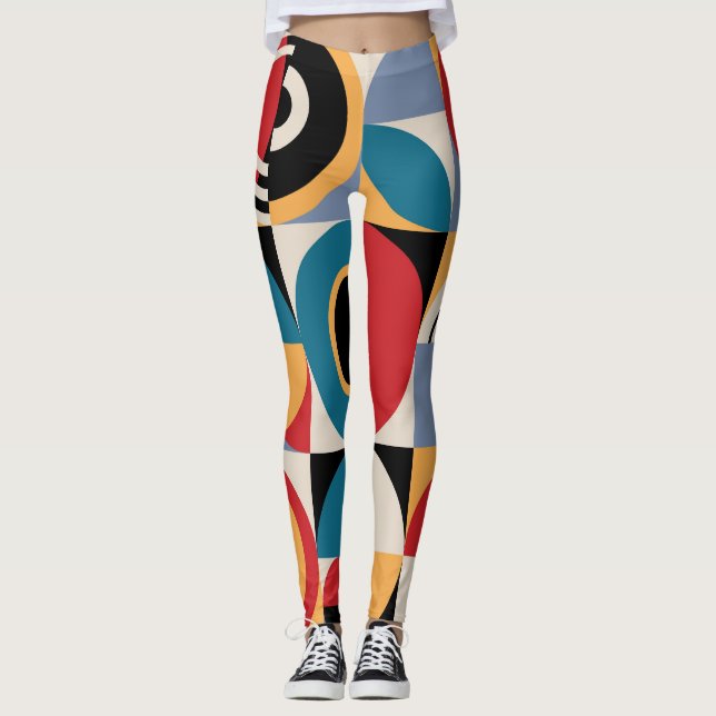 Leggings Resumen Memphis: Estilo de cosecha geométrica. (Anverso)