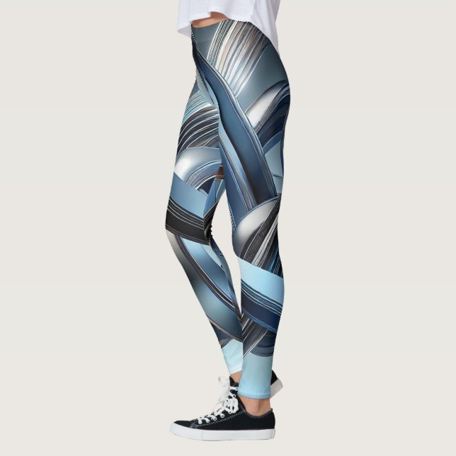 Leggings Resumen metálico futurista femenino (Izquierda)