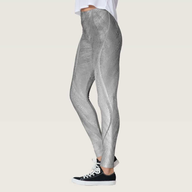 Leggings Resumen Metalizado cepillado de plata (Izquierda)