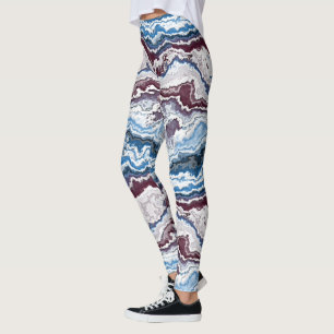 Leggings Resumen Minerales rojos blancos azules agrias patr