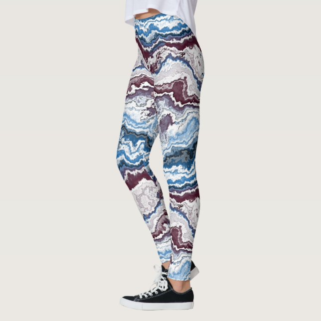 Leggings Resumen Minerales rojos blancos azules agrias patr (Izquierda)