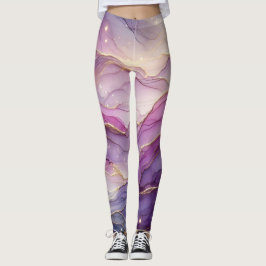 Leggings Resumen Moda de oro rosa morado moderno