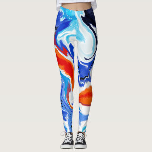 Leggings Resumen Modelo púrpura azul de mármol rojo Naranja
