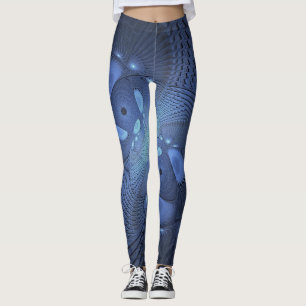 Leggings Resumen moderno Arte Fractal Dusk Azul trendy